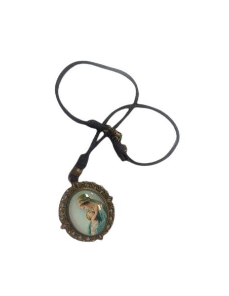 Colgante Medallon Virgen Cordon Azul