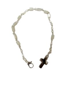 Pulsera Efec. Madreperla Cilindro C/ Cruz
