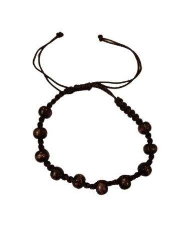 Brazalete Cuerda Trenza Madera Oscura