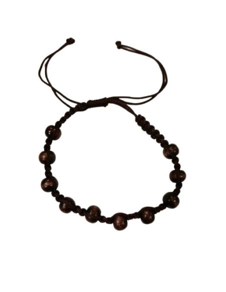Brazalete Cuerda Trenza Madera Oscura