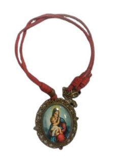 Colgante Medallon Virgen Cordon Rojo