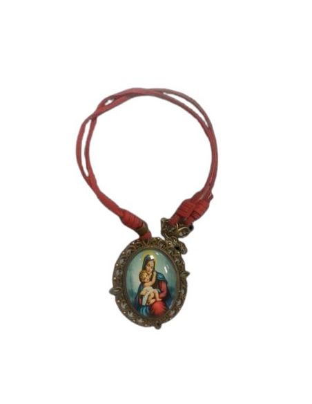 Colgante Medallon Virgen Cordon Rojo