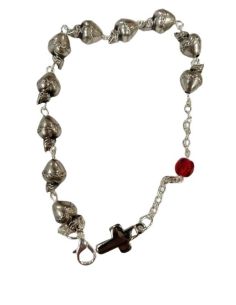 Pulsera Crozazones Cristal Rojo C/Cruz