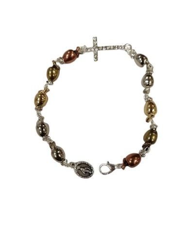 Brazalete Olivas Colores Metal Cruz Strass