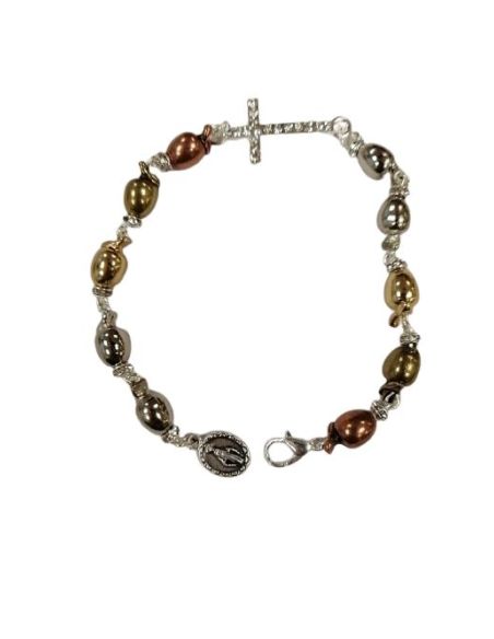 Brazalete Olivas Colores Metal Cruz Strass