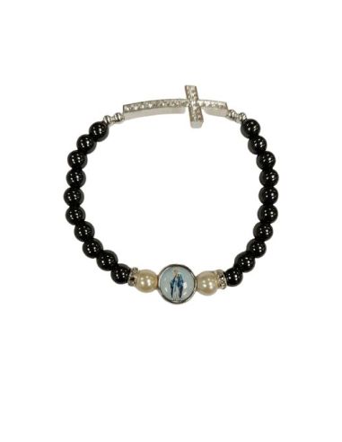 Brazalete Hematites Cruz Strass Metal Milagrosa