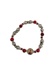 Brazalete Corazones Plateados Metal Cristal Plast. V. Carmen