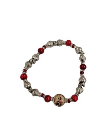 Brazalete Corazones Plateados Metal Cristal Plast. V. Carmen