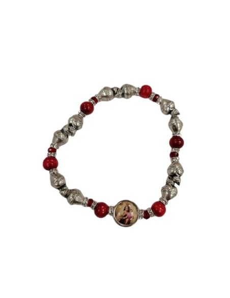 Brazalete Corazones Plateados Metal Cristal Plast. V. Carmen