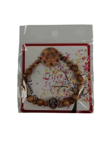 Brazalete Madera Olivo Letras Arbol Vida V. Pilar