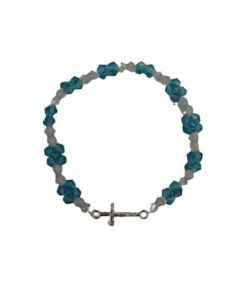 Brazalete Cristal Margaritas Metal Azul
