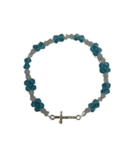 Brazalete Cristal Margaritas Metal Azul