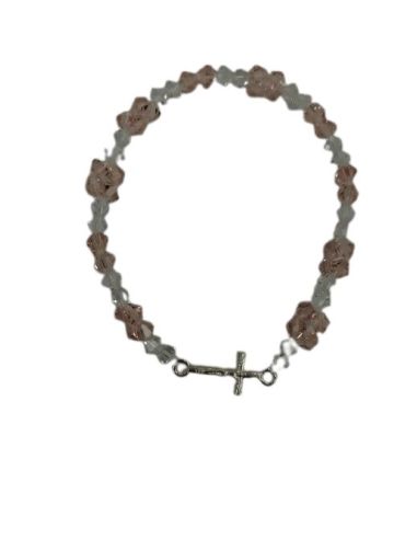 Brazalete Cristal Margaritas Metal Rosa