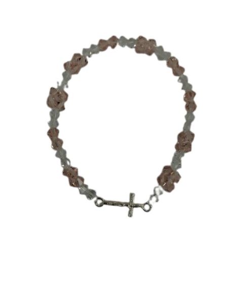 Brazalete Cristal Margaritas Metal Rosa