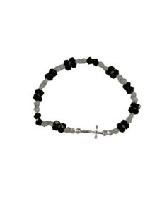 Brazalete Cristal Margaritas Metal Negro