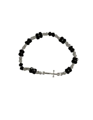Brazalete Cristal Margaritas Metal Negro