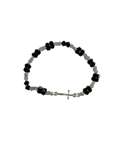 Brazalete Cristal Margaritas Metal Negro