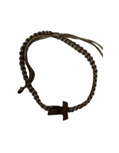 Brazalete Madera Tau Trenza Cuerda Marron Claro