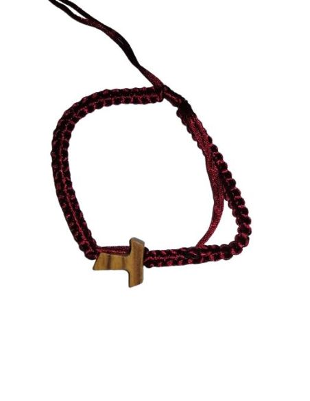 Brazalete Madera Tau Trenza Cuerda Grana