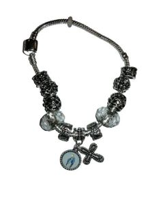 Pulsera Metal Cristal Blanco Pandora Milagrosa