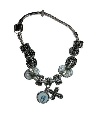 Pulsera Metal Cristal Blanco Pandora Milagrosa