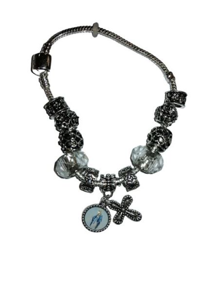 Pulsera Metal Cristal Blanco Pandora Milagrosa