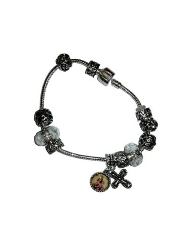 Pulsera Metal Cristal Blanco Pandora V. Del Carmen