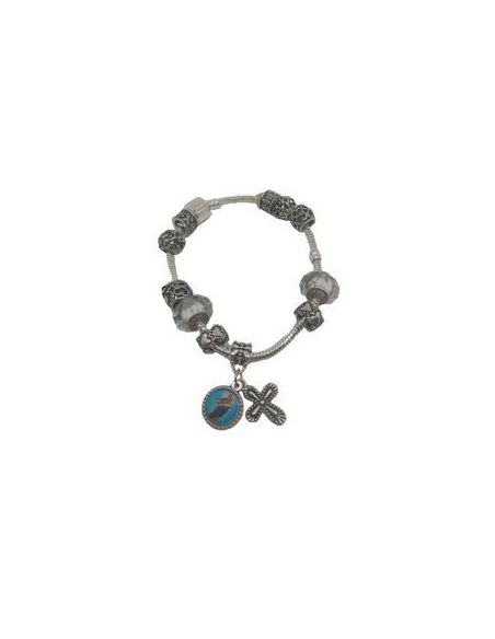 Pulsera Metal Cristal Blanco Pandora Auxiliadora