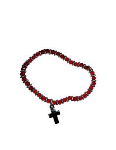 Brazalete Cristal Metal Strass C/Cruz Rojo