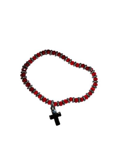 Brazalete Cristal Metal Strass C/Cruz Rojo