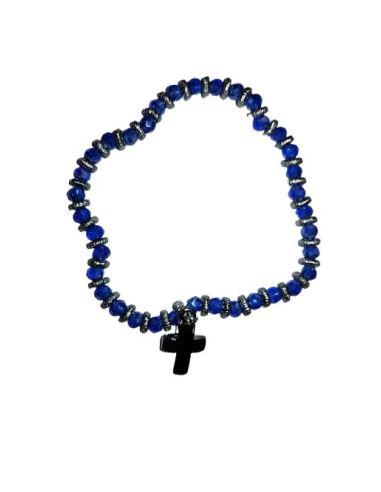 Brazalete Cristal Metal Strass C/Cruz Azul