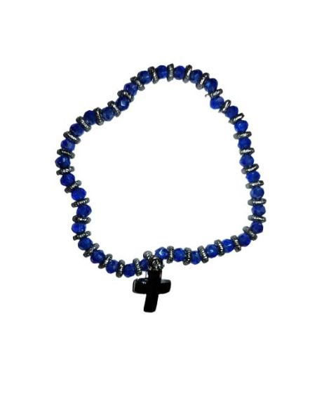 Brazalete Cristal Metal Strass C/Cruz Azul