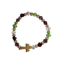 Brazalete Niños Madera Cristal C/Cruz Tau