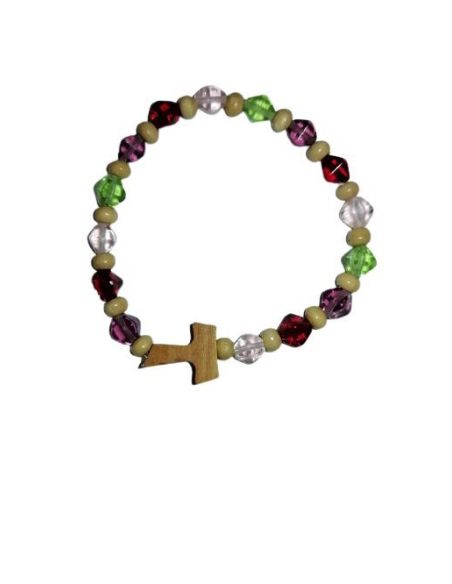 Brazalete Niños Madera Cristal C/Cruz Tau