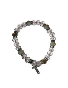 Brazalete Cristal Strass Cruz Strass Metal Rosa
