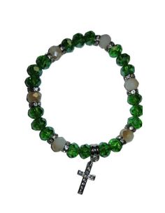 Brazalete Cristal Strass Cruz Strass Metal Verde