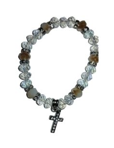 Brazalete Cristal Strass Cruz Strass Metal Transparente