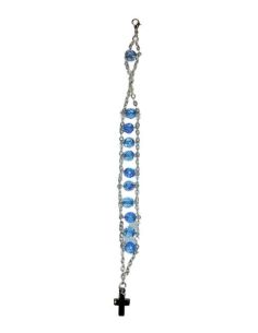 Brazalete Metal Cristal Escalera Color Azul