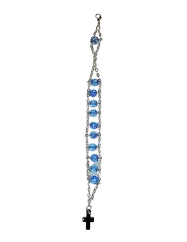 Brazalete Metal Cristal Escalera Color Azul