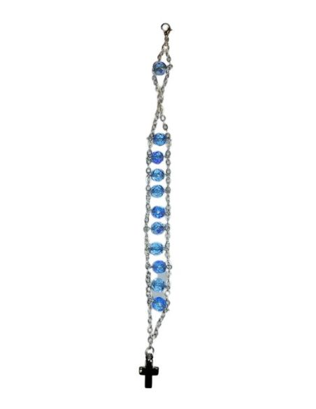 Brazalete Metal Cristal Escalera Color Azul