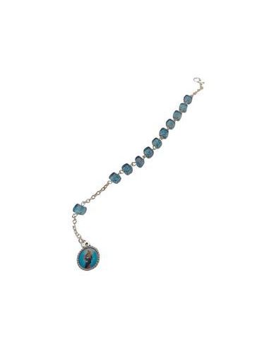 Pulsera Metal Cubos 5X7Mm Cristal Azul Auxiliadora
