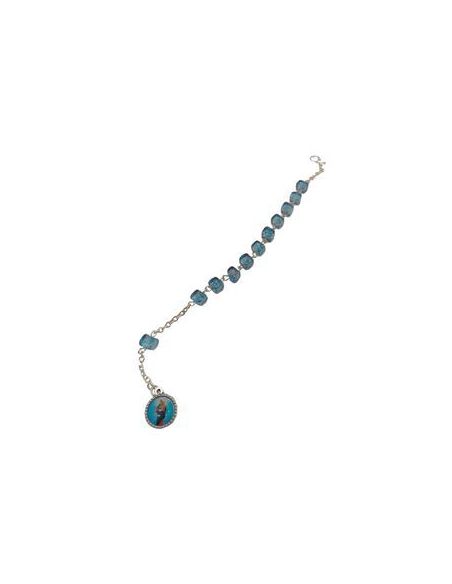 Pulsera Metal Cubos 5X7Mm Cristal Azul Auxiliadora