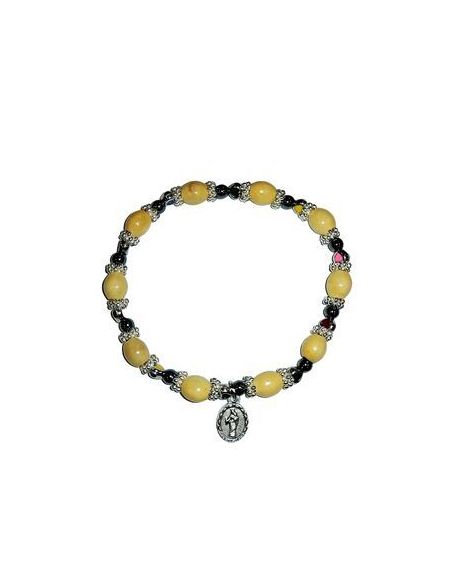 Brazalete Madera Oval Hemartites Metal Corazon Auxiliadora