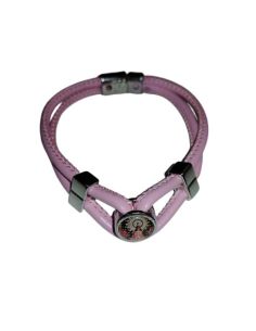 Pulsera Piel Rodonda Metal Rosa V. Pilar