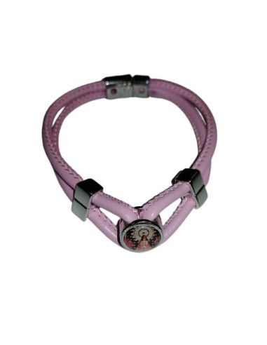 Pulsera Piel Rodonda Metal Rosa V. Pilar