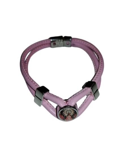 Pulsera Piel Rodonda Metal Rosa V. Pilar
