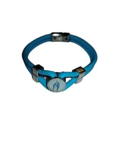Pulsera Piel Rodonda Metal Azul Milagrosa