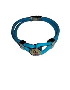 Pulsera Piel Rodonda Metal Azul V. Del Carmen
