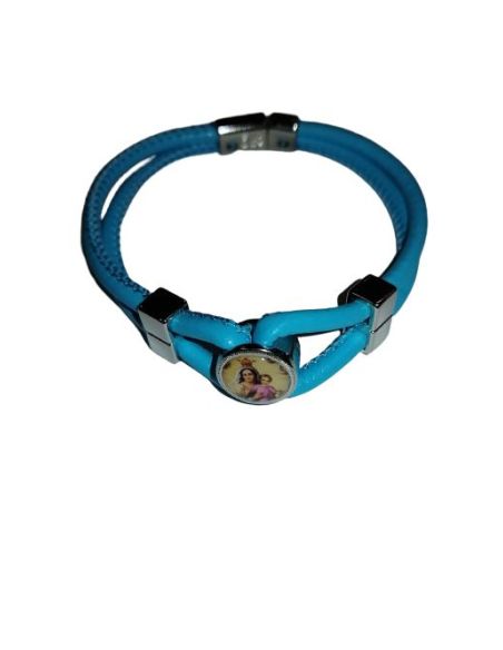 Pulsera Piel Rodonda Metal Azul V. Del Carmen