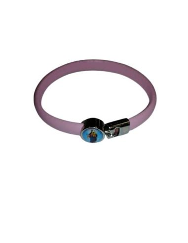Pulsera Piel Oval  Metal Rosa Maria Auxiliadora